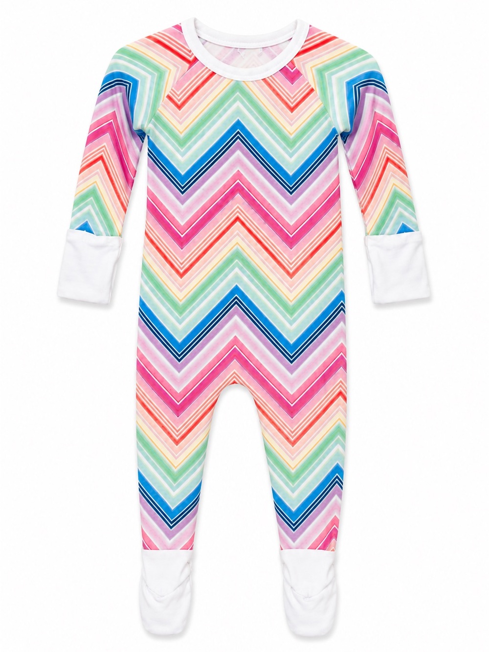 Little Sleepies Rainbow Chevron Zippy Pajamas 0-3M Bamboo Footie